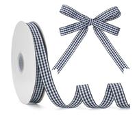 GHGMAO Black and White Gingham Ribbon, 5/8" x 50 Yd Roll Picnic Craft Black Buffalo Plaid Ribbon 100% Polyester for Sewing, DIY Craft, Gift Wrapping, Festive Party Decorations