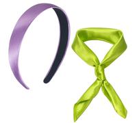 GHGMAO Purple Headband and Green Scarf for Women Girls Funny Cosplay Halloween Costume Accessories for Daphne, Style 1-Satin Scarf, 23.6 x23.6 Inch