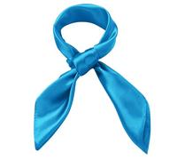 GHGMAO Women Silk Feeling Scarf 23.6'' Solid Color Square Satin Scarf Neck Head Bandana for Halloween Costume Accessory, Sky Blue, 23.6inch