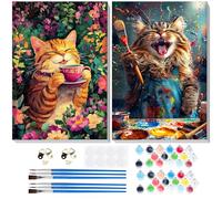 GHHKUD 2 Pack Cat Paint by Numbers Kits for Adults Beginners, Animals DIY Adults Paint by Number Kit Framed Canvas, Oil Acrylic Painting Kit for Adults, Arts and Crafts for Home Decor 8x12in