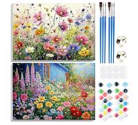 GHHKUD 2 Pack Paint by Numbers Kits for Adults Beginners, Flowers DIY Adults Paint by Number Kit Framed Canvas, Oil Acrylic Painting Kit for Adults, Arts and Crafts for Home Decor 8x12in