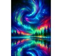 GHHKUD Aurora Diamond Painting Kit for Adults, DIY 5D Landscapes Diamond Gem Art Kits for Beginners, Full Drill Pictures Canvas 30 x 40cm
