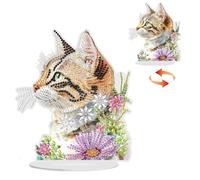 GHHKUD Cat Diamond Painting Desktop Ornament for Adults Double Sided, Stand Up Diamond Art Ornaments DIY Special Diamond Gem Craft Tabletop Placement Board Kit for Home Decor