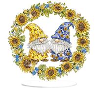 GHHKUD Diamond Painting Desktop Ornaments, Gnome Flower 5D Diamond Art Painting Kits for Adults, Special Shaped Diamond Gem Art Tabletop Ornaments Double Sided, Arts and Crafts Kit for Home Decor