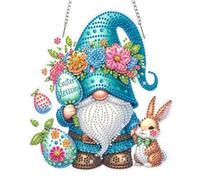 GHHKUD Easter Gnome Diamond Art Hanging Kits for Adults, Special Shaped Diamond Painting Kits Hanging Pendant Ornaments, DIY Acrylic Crystal Gem Art Painting Craft Kit for Wall Easter Decoration
