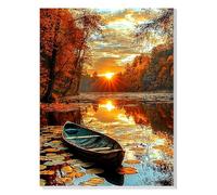 GHHKUD Fall Landscape Paint by Number Kits for Adults with Framed Canvas, Autumn Easy Adult Paint by Numbers Canvas Kits for Beginner, Oil Acrylic Arts and Crafts for Home Wall Decor 8x12inch