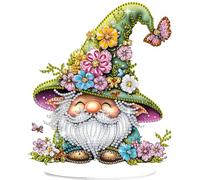 GHHKUD Gnome Flower Diamond Painting Desktop Ornaments, 5D Diamond Art Painting Kits for Adults, Special Shaped Diamond Gem Art Tabletop Ornaments Double Sided, Arts and Crafts Kit for Home Decor