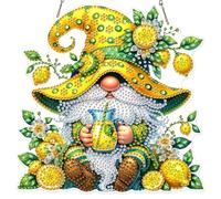 GHHKUD Lemon Gnome Diamond Art Hanging Kit for Adults, DIY Double Sided Diamond Arts Painting Hanging Summer, Special Shaped Acrylic Ornaments Pendants for Window Home Garden Wall