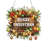 GHHKUD Merry Christmas Hanging Diamond Art Kits for Adults, Special Shaped Diamond Painting Kits Hanging Pendant, DIY Acrylic 5D Diamonds Gem Art Painting Craft Kits for Wall Decor Gift