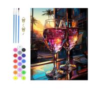 GHHKUD Vintage Cocktail Paint by Numbers for Adults, Painting by Number Kits On Canvas Without Frame, DIY Color Oil Painting Acrylic Paints Art Crafts Kits for Home Wall Decor 12X16 Inch