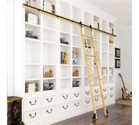 GHHVFEC Black Sliding Barn Door Hardware Kit - Complete Ladder Library Set with Floor Rollers and Rolling Tracks for Home, Indoor, Loft - Easy Install, Durable, Modern Design