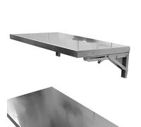 GHHVFEC Foldable Wall Table Stainless Steel Folding Shelf Compact Dining Table for Small Spaces Easy to Install & Clean (150x35cm/60x14in) - Perfect for Kitchens & Dining Rooms