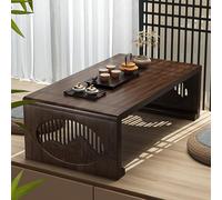 GHHVFEC Japanese Floor Table Vintage Solid Wooden Table Foldable Coffee Table for Sitting On The Floor Bedroom Bay Window Tea Room(Brown 31.5 * 18.9 * 16in)