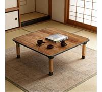 GHHVFEC Japanese Wooden Folding Kotatsu Low Table Square & Round Floor Desk for Tea Coffee Adjustable Meditation Bay Window Laptop Dining Snack Tray (60x60cm/23.6"x23.6")