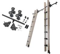 GHHVFEC Sliding Ladder Hardware Kit - Black Metal Steel Round Tube Track/Rail With Floor Roller For Library, 100-600CM Retractable Ladder Hardware Set (No Ladder Included)(Size:200CM)
