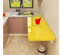 GHHVFEC Space-Saving Wall-Mounted Kinder Desk for Home Office Foldable Dining Table Kitchen Wall Table Compact Computer Desk 100x40cm/39x16in - Bright Yellow