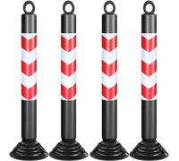 GHHVFEC Traffic Cones Removable Traffic Guide Posts Flexible PU Parking Bollards (Black & Red Set of 4) - Safety Markers for Road and Parking Management