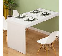 GHHVFEC Wall-Mounted Folding Table - L-Type Drop-Leaf Wall Table Floating Desk Wooden Wall Table Space-Saving Foldable Desk for Home & Office Easy Installation