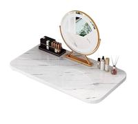 GHHVFEC Wall Mounted Folding Table Space-Saving Drop Leaf Desk Wooden Floating Table with Collapsible Shelf Bracket for Dining & Kitchen Ideal for Small Spaces (White 100x50cm/40x20in)