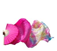 GHHZML Belly Dance Fan 1pair/1pc Real Silk Belly Dance Veil Fans Bamboo Handmade Dyed Performance Long Fan Dancing for Stage(15,1pair realsilk180cm)