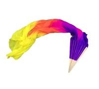 GHHZML Belly Dance Fan Belly Dance Silk Veil Real Long Fan Dancer Performance Props Church Praise Flag Streamer for Women Dancers(Color 21,120cm)