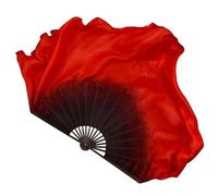 GHHZML Belly Dance Fan Professional Dance Fan Real Silk Extra Long 86cm Double Side Dancer Props Bellydance Yangko Square Show Flowy for Women Dancers(Color4,1pcs Right 1pcs Left)