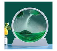 GHHZML Flowing Sand Frame 3D Moving Sand Art Creative Oranment Liquid Hourglass Flowing Sandscape Round Quicksand Painting Home Decor(White Base-Green,5 inch)