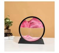 GHHZML Flowing Sand Frame 3D Sandscape Moving Sand Art Picture Quicksand Craft Round Glass Deep Sea Liquid Hourglass Flowing Painting Home Decor(Black Base-Pink,7 inch)