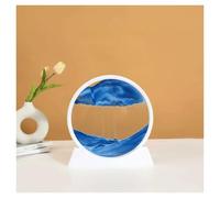 GHHZML Flowing Sand Frame Moving Sand Art Frame Flowing 3D Dynamic Liquid Hourglass Quicksand Kinetic Painting Office Home Decor(White Base-Blue,7 inch)
