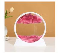 GHHZML Flowing Sand Frame Sandscape Moving Sand Art Picture Quicksand Dynamic Liquid Hourglass Kinetic Painting Flowing Office Home Decor(White Base-Pink,5 inch)