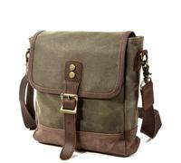 GHHZML Messenger Bag Men's Crossbody Bags Casual Canvas Travel Shoulder Bag Male Vintage Waterproof School Bags Leather Daily Small Messenger Satchel(Green2)