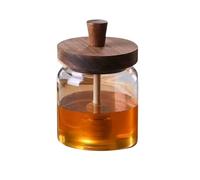 GHIBFBT Clear Honey Pot with Dipper and Lid, 400/500ml Good Sealing Honey Bee Jar, Integrated Glass Syrup Jam Container for Home, Kitchen (400ML)