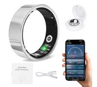 GHIBFBT Smart Ring for Women & Men, Bluetooth Control Camera, Pressure, Heart Rate, Sleep & Blood Oxygen Monitoring Fitness Ring with Step Counting for iPhone and Android (Silver, #8)