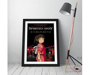 Ghibli Spirited Away 4- Red Framed Wall Art Picture Print - A2 - Black Frame