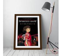 Ghibli Spirited Away 4- Red Framed Wall Art Picture Print - A3 - Walnut Frame