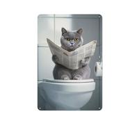 GHIBYN British Shorthair Wall Art_ Funny Bathroom Decor_ British Shorthair in Toilet_ Cat Art_ British Shorthair Gift_ -1_2Wall Decor Art Metal Tin Poster Modern Bar Decorations30x20cm