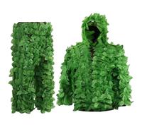 Ghillie 3D Camouflage Jumpsuit - Green Leaf Camouflage Suit Ideal for Hunting, Photography and Cosplay in or Jungle | Designed to blend in with the environment