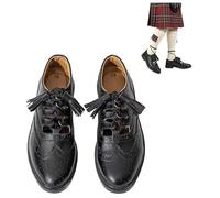 Ghillie Brogues Leather Shoes for Scottish Kilt with Tassel (UK 8 / EU 42) Black