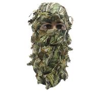 Ghillie Camouflage Hood - Realistic Leaf disguises, Adaptive Netted maskss, Full Coverage Balaclava, Offering Airflow Comfort | Field Usage During Airsoft Filming Birdwatching Stage Cosplay Activities