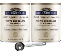 Ghirardelli Sweet Ground White Chocolate Gourmet Flavored Powder 3.12 Pound (Pack of 2) with Ghirardelli Stamped Barista Spoon