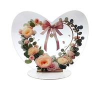 Ghirlanda Cuore Decorative A Di Cuore with Fiori | Place Decorative A Di Cuore | Ornamenti Desktop with Base Realistic Flower Table Decoration For Wedding | Desktop Ornament Heart
