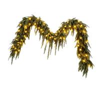 Ghirlanda Di Natale - Ghirlanda Di Cedro | Artificial Verde Con 90 A LED | Decorazione per La CASA Con Cedro E Verde per Interni Ed Esterni, Soggiorno, Finestre, Alberi, Caminetti, Ingressi, FES