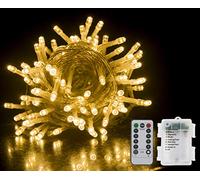GHJ 50/100/200 LED Battery Operated Remote Control Rainproof String Fairy Lights Indoor/Outdoor for Christmas Tree Xmas Garden Party (100LEDs, Warm White)