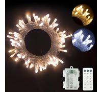 GHJ LED Battery Operated Remote Control Rainproof String Fairy Twinkle Lights,Dual Color Changing White/Warm Indoor/Outdoor for Christmas Tree Xmas Garden Party (Cool-Warm, 50LEDs)