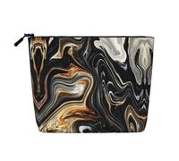Ghjkfbf Abstract Marble Ink Texture Print Single Layer Fake Hemp Makeup Bag Zipper Toiletry Bag Zipper Accessories
