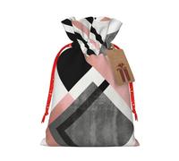 Ghjkfbf Abstract Triangle Striped Print Christmas Drawstring Gift Bags Xmas Gift Bags W/Tags Sacks Reusable Gift Wrapping Bags