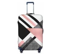 Ghjkfbf Abstract Triangle Striped Print Luggage Suitcase Cover Protector Luggage Washable Covers With Concealed Zipper, Black, S