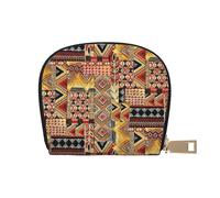 Ghjkfbf African Textile Patchwork Print Casual Leather Wallet For Men Women Classic Zipper Pocket Credit Card Coin Purse