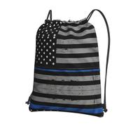 Ghjkfbf American Thin Blue Line Flag Print Drawstring Gym Bag, Backpack Swimming Bag With Outside Zipper, Sports Yoga Beach Football