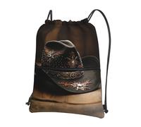 Ghjkfbf American West Rodeo Hat Print Drawstring Gym Bag, Backpack Swimming Bag With Outside Zipper, Sports Yoga Beach Football